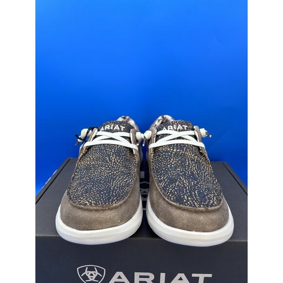 ARIAT WOMEN'S HILO BROWN BOMBER DISTRESSED HIDE EMBOSS SLIP ON SHOES 50969 SZ 10 - Picture 3 of 7